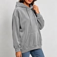 thumbnail image 7 of Women's Velvet Drawstring Hoodie Ghalytn Oversized Drop-Shoulder Pullover Sweatshirt with Pocket, 7 of 7