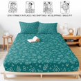 thumbnail image 5 of Full Size Fitted Sheet Set - Southwestern 3 Piece Bedding Sets 16" Deep Pocket Fitted Sheet with 2 Pillowcases, Teal Green Paisley Print Vintage Rustic Brushed Microfiber Hotel Luxury Bed Sheets, 5 of 9