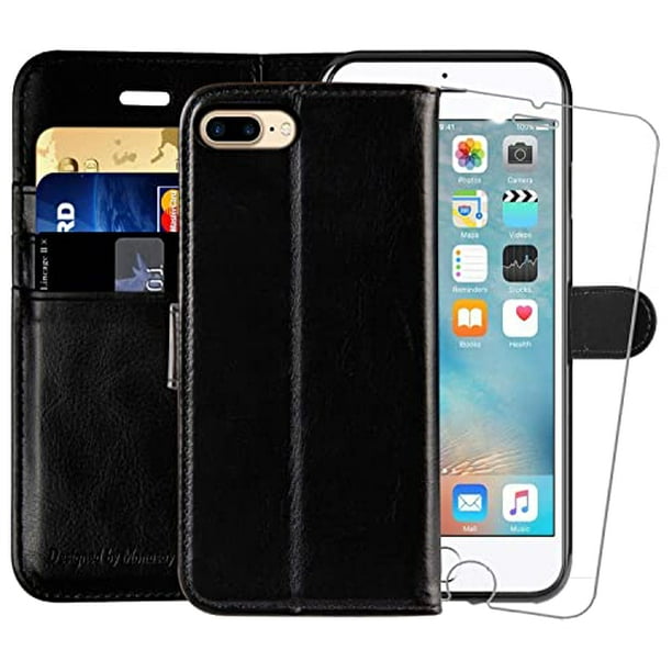 iPhone 7 Plus Wallet Case, iPhone 8 Case, MONASAY [Glass Screen Protector][RFID Flip Folio Leather Cell Phone Cover with Credit Card Holder for Apple iPhone 7 Plus/8 Plus,5.5 - Walmart.com