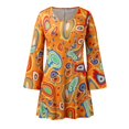thumbnail image 4 of Costume Hippie des Années 70, Robe de Festival, Foulard + Robe Imprimée, Ensemble Deux Pièces, Robe Chandail pour Femmes, Orange TTG, 4 of 7