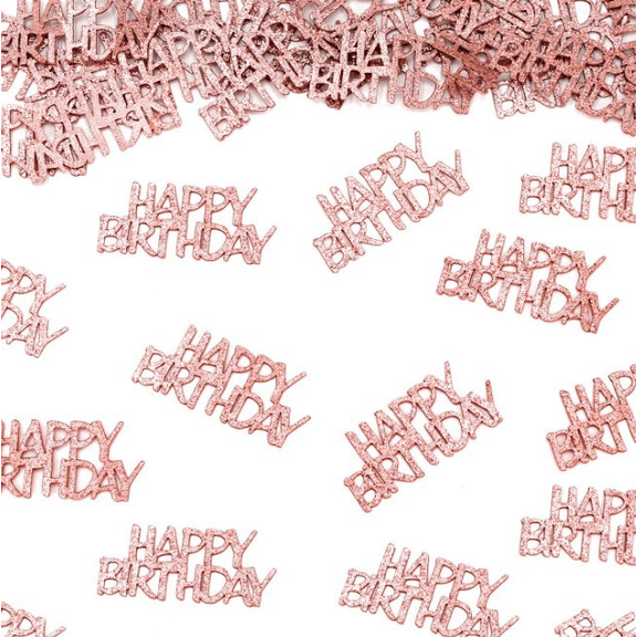 100PCS Happy Birthday Rose Gold Confetti, Metallic Foil Table Scatter, Birthday Party Decoration
