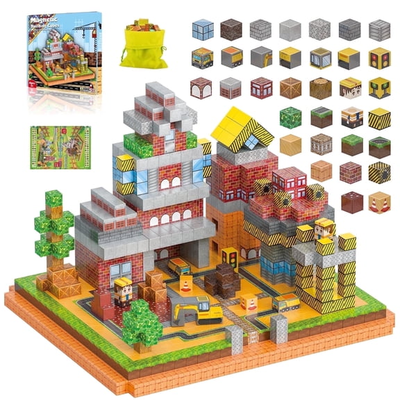 WLBES Magnetic Blocks Magnetic Building Cubes, 100PCS STEM Educational Construction Set for Boys Girls Ages 3 