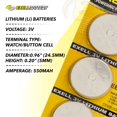 thumbnail image 4 of 3x 5pc 3V Coin Cell Battery Compatible with BR2450, BR2450-1W, CR2450N, KCR2450, 4 of 5