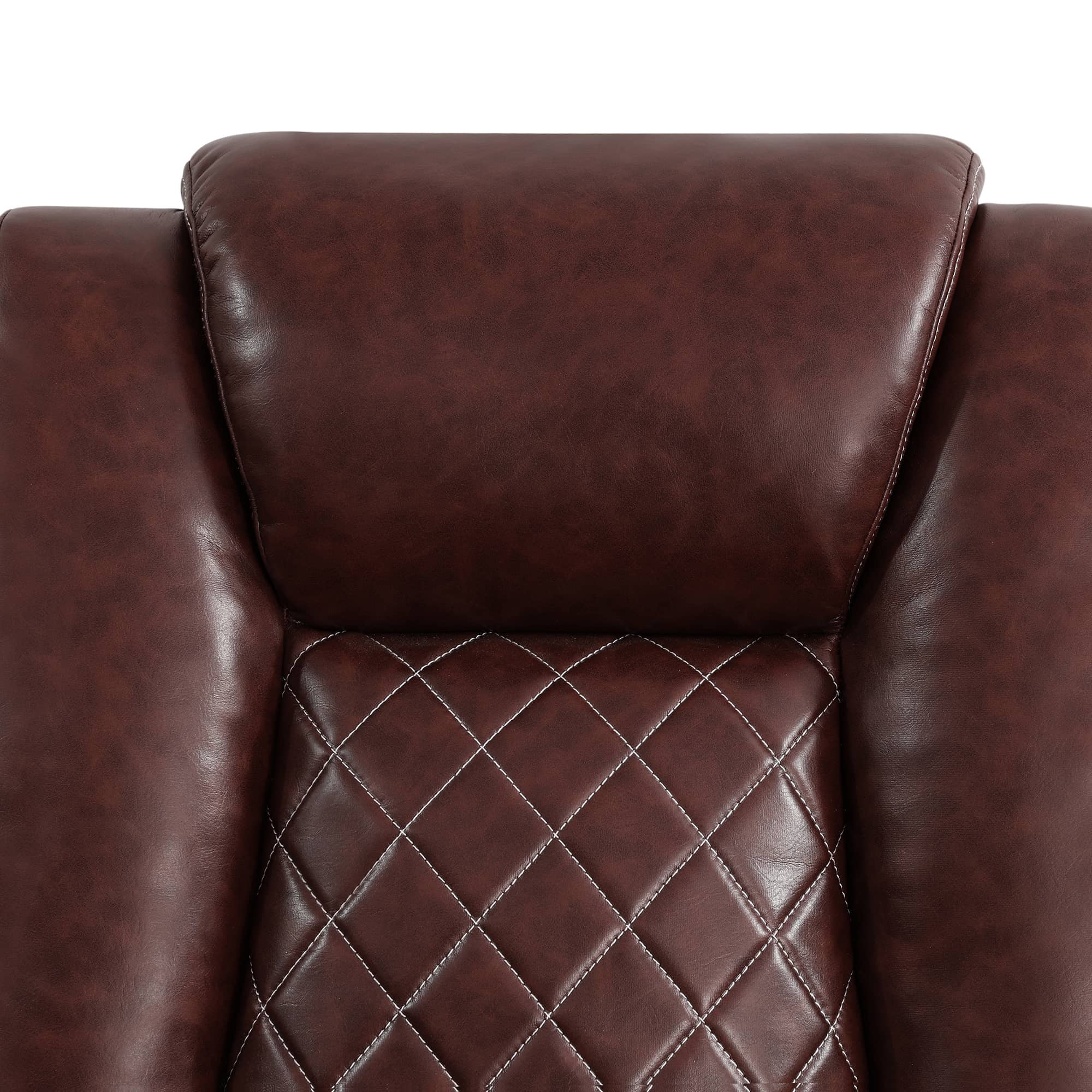 MAYEERTY Power Reclining Sofa, Electric 3-Seat Leather Recliner with USB Charging, Reversible Table & Ambient LED Lighting for Living Room, Brown
