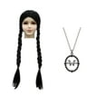 thumbnail image 4 of Black Striped Gothic College Uniform Costume w/Wig for Girls Halloween Outfit 5-6Y, 4 of 8