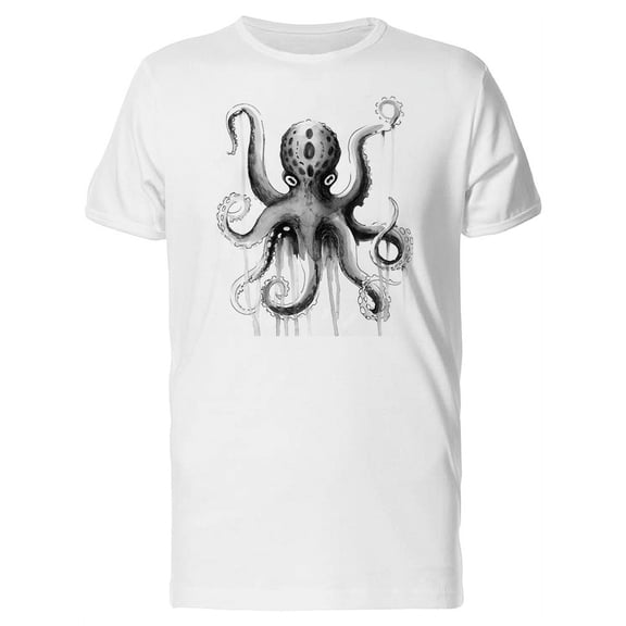 Cool Watercolor Octopus Sketch T-Shirt Men -Image by Shutterstock, Male XX-Large
