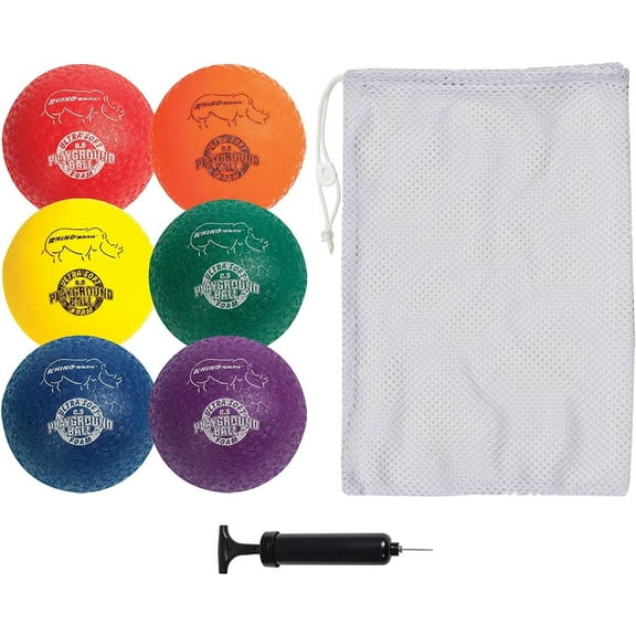 Champion Sports RSPGSET Playground Ball Set, Six Large 8.5 Inch Rhino Skin Soft Inflatable Balls