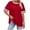 Red, variant on Womens Summer Plus Size Tops Oversized Tshirts Drop Shoulder Short Sleeve Crew Neck Striped Colorblock Tees (XL, White)