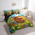 thumbnail image 2 of jejeloiu Highland Cow Butterfly 7-Piece Twin Bedding Sets Kids,Farm Animal Print Bedding Comforter Set,Reversible, 2 of 7