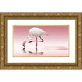 thumbnail image 1 of Reindl, Doris 24x15 Gold Ornate Wood Framed with Double Matting Museum Art Print Titled - Flamingo, 1 of 4