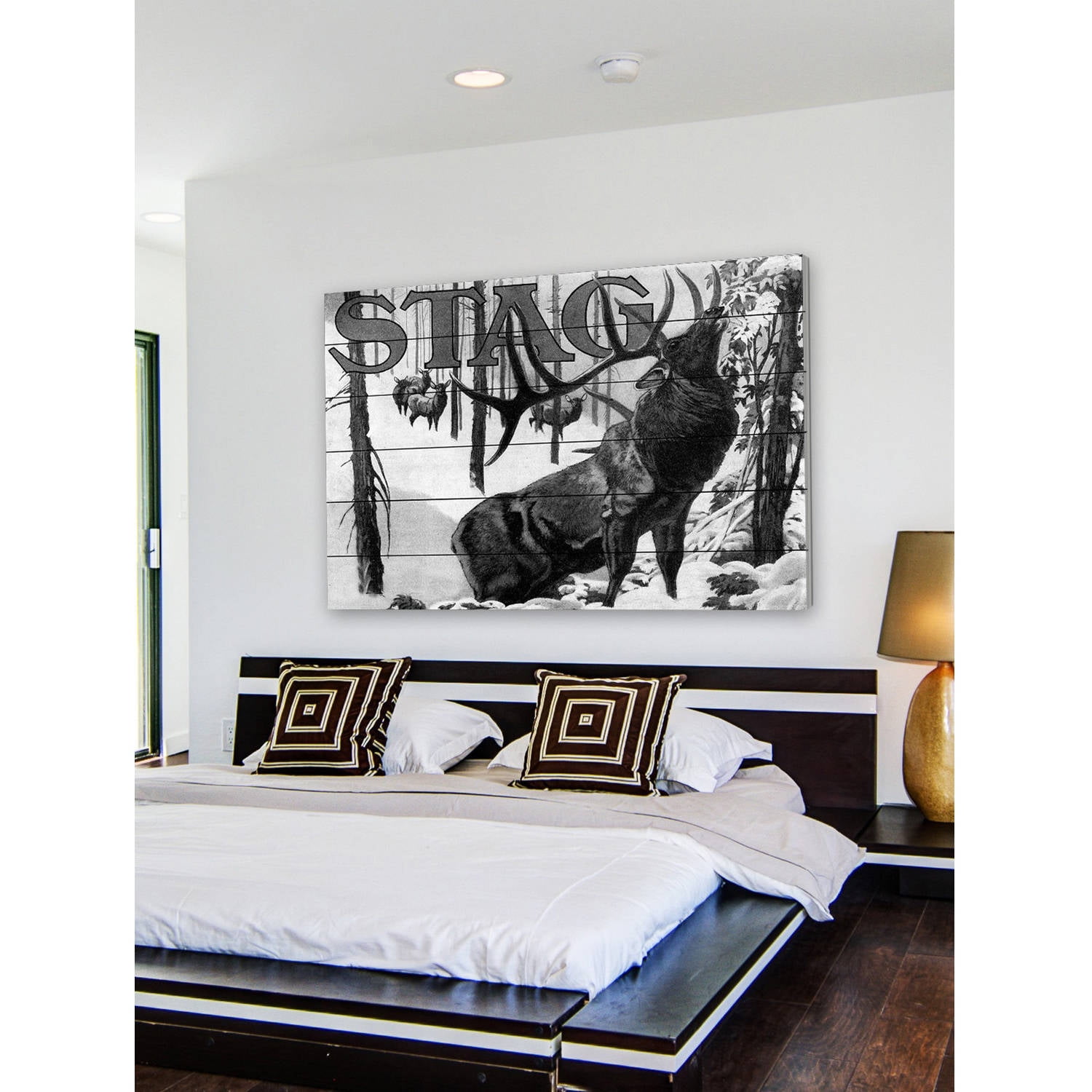 Marmont Hill "Stag" Painting Print on White Wood