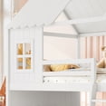 thumbnail image 5 of House Bunk Bed Full over Full with Storage Shelves and Wardrobe, Wood Floor Bunk Bed Frame with Ladders and Slides for Boys Girls, White, 5 of 14