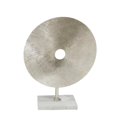 thumbnail image 1 of Benzara BM153660 Solid Metal Disk Sculpture on Stand, Silver, 1 of 1