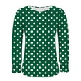 thumbnail image 4 of Blmnix Polka Dot Plus Size Graphic Tees Outfits 2025 Army Green Relaxed Women Blouses Dressy Casual Crew Neck Long Sleeve Blouses, 4 of 6