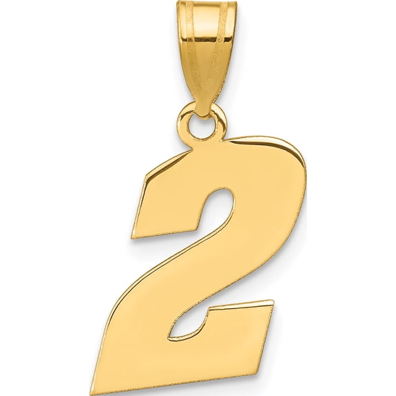 14K Yellow Gold Polished Block Number 2 Pendant (Width 15.71) (Length 17.76) - Jbsp