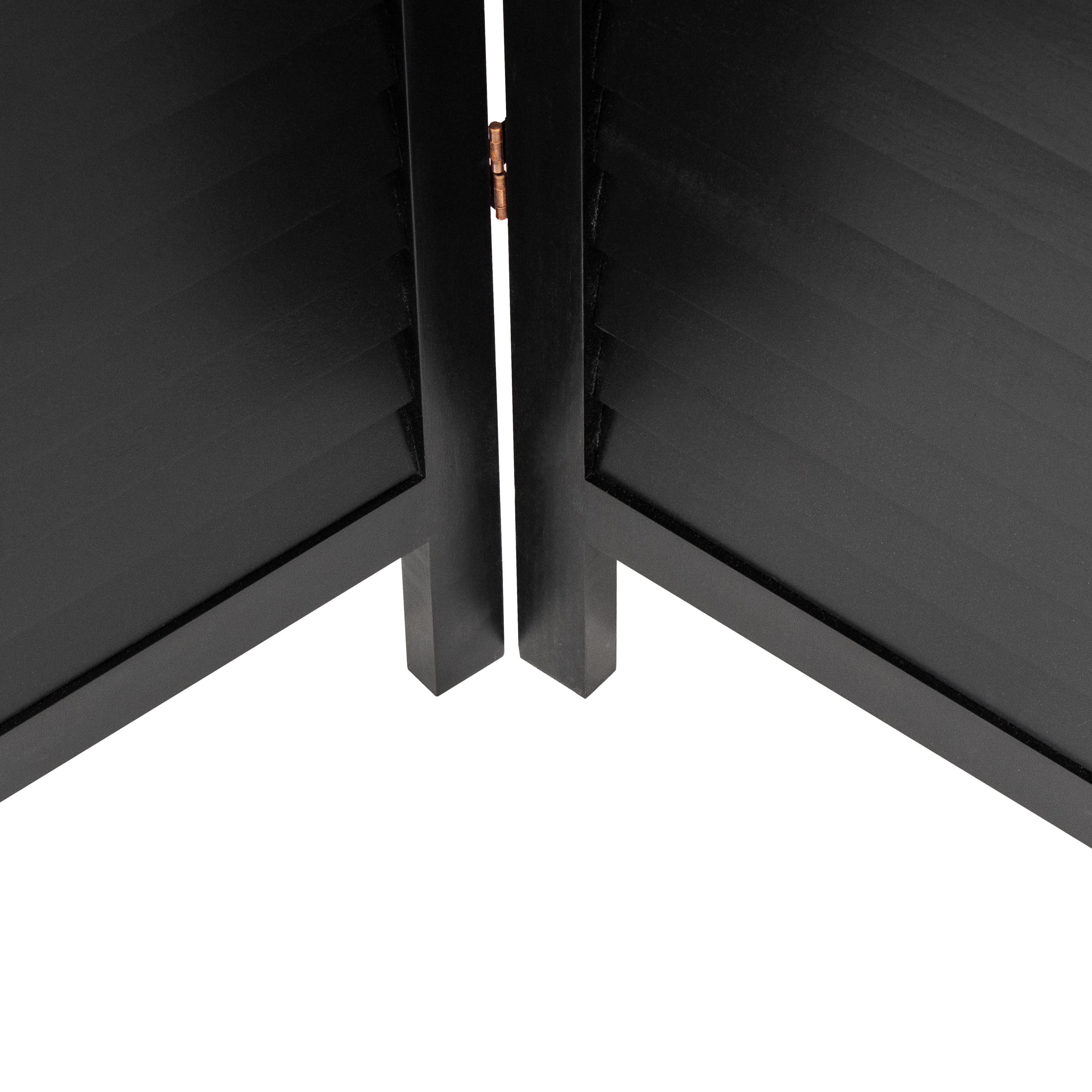 Oriental Furniture 6 ft. Tall Wooden Louvered Room Divider Black 4 Panel