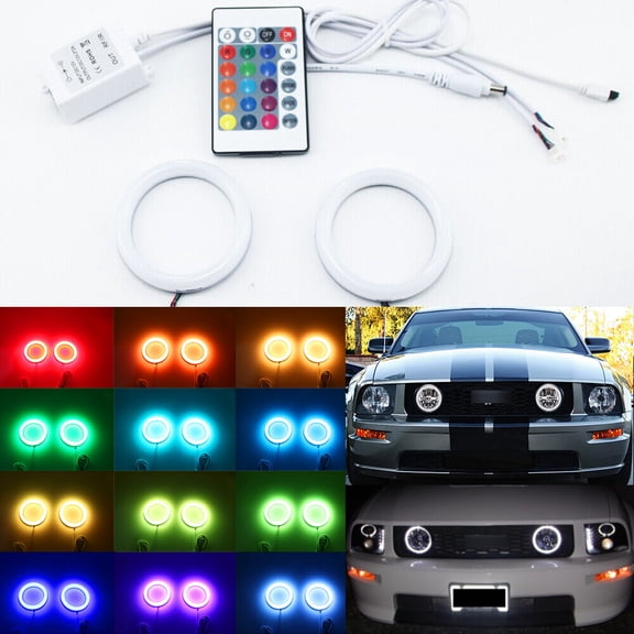 cotton RGB halo ring for Ford Mustang GT 05-14 fog light angel eyes DRL app lamp