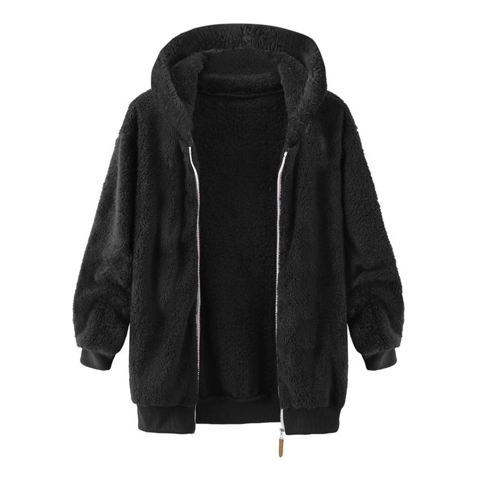 Admvng Mens Jacket Solid Velvet Long Sleeve Hooded Zipper Sweatshirt with Pockets,Sizes S-4XL