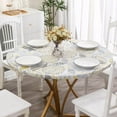 thumbnail image 3 of Round Vinyl Fitted Tablecloth with Flannel Backing Elastic Edge Design Table Cover Waterproof Oil-Proof PVC Table Cloth Stain-Resistant Wipeable for Round Table, 3 of 6