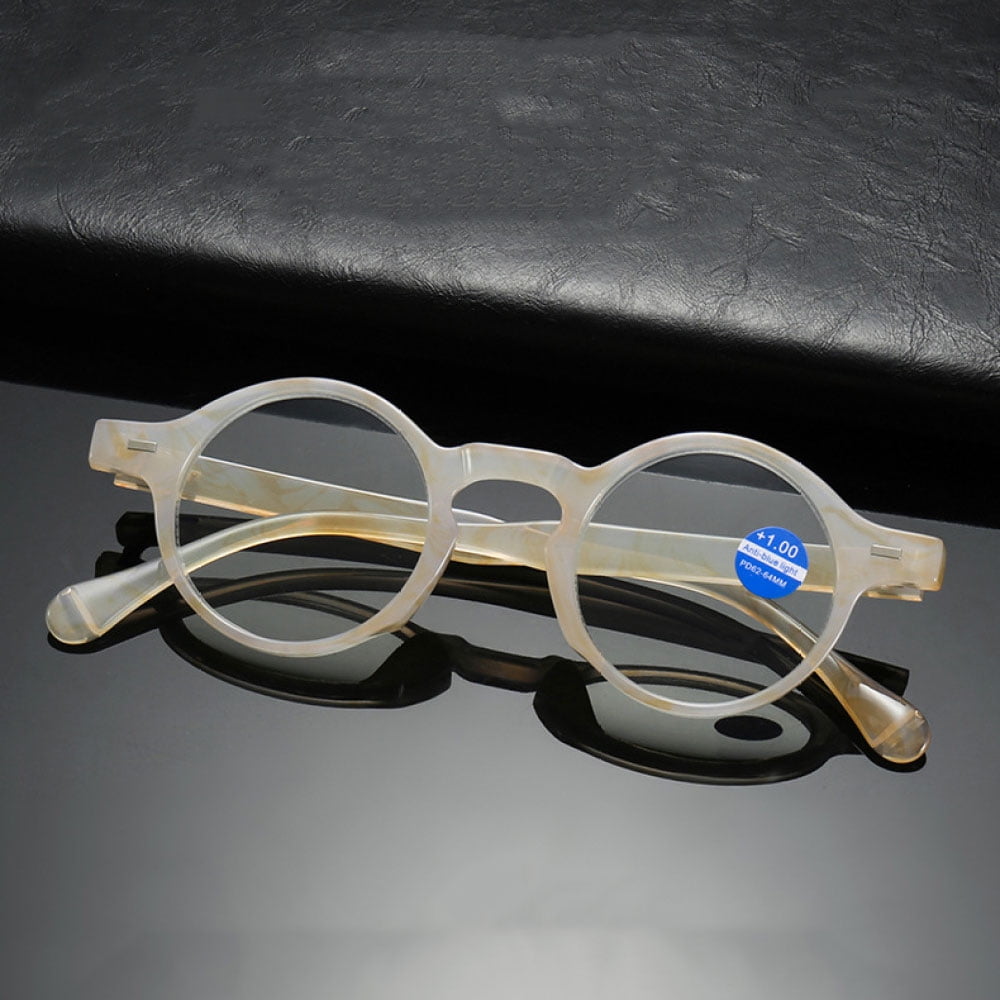 3 Pairs of Classic Beige Round Reading Glasses 1.50 Blue Light Blocking Floral Readers +1.50 Plastic