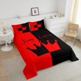 thumbnail image 2 of Red and Black King and Queen Comforter Set for Couple Wedding Gifts, Crown His and Hers Bed Comforter Set for Husband and Wife Romantic Valentine's Day Bedding Mr Mrs Quilt for Adults(Full Size), 2 of 6
