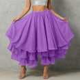 thumbnail image 2 of XAOFW Women's Skirts Carnival Solid Color Flowy High Waist Tiered Puffy Casual Dance Skirt Stage Performance Versatile Trendy Skirts, 2 of 5