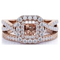 thumbnail image 3 of JeenMata Conjunto Nupcial de Morganita Creada en Talla Princesa de 2,25 Quilates - Conjunto Nupcial - Conjunto de Trío Nupcial - Anillo Infinito - Oro Rosa de 18 K sobre Plata, 3 of 5
