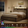 thumbnail image 4 of GUNAITO Queen Bed Frame with 2 Drawers Headboard Platform Bed Frame with LED Lights Charging Station Gray, 4 of 7