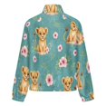 thumbnail image 6 of Jackets for Women Winter Coat Jackets Flannel Stand Collar Jacket(Cute Lion Cubs Floral Print,Size:S-4XL), 6 of 7
