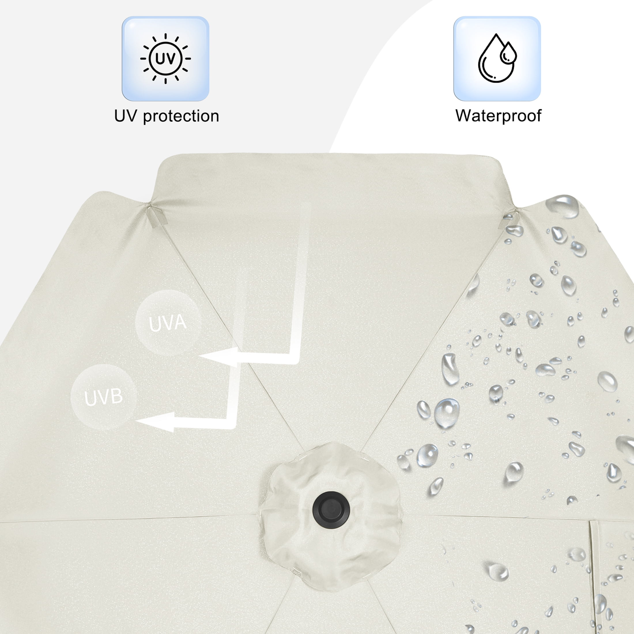 MASTERCANOPY 7.5ft Patio Market Umbrella with Valance, Tilt and Crank, Light Beige