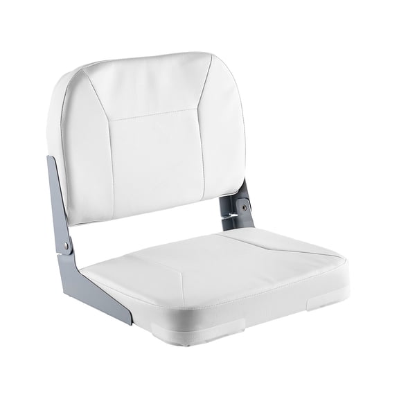 Folding Boat Seat with Low Backrest,Waterproof PVC Leather&Thickened Cushion for Fishing Boats,Yachts,White