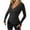 Black, variant on Going out Tops for Women Deep V Neck Knitted Button Wrap Long Sleeve Slim Stretch Trendy Shirts