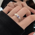 thumbnail image 4 of Ziurtnc Women Ring Opening Ring Adjustable Colorful Cubic Zirconia Decor Polished Stainless Exquisite Punk Style Lady Knuckle Ring Birthday Gift, 4 of 7
