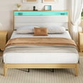 thumbnail image 2 of King Size Upholstered Bed Frame with LED Lights & Charging Station, Boucle Headboard Platform Bed with Wooden Slats, No Box Spring Needed, Easy Assembly，White, 2 of 8