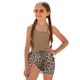 thumbnail image 2 of Xoenoiee Vintage Brown Leopard Pattern Girls Swimsuit with Adjustable Straps Cut Out One Piece Bathing Suit with Cover Up Skirt, Comfortable Swimwear for Kids Teens, Size 17-18 Years, 2 of 7