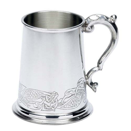 Fancy Celtic Design Fine English Pewter Tankard Beer Mug Made in England
