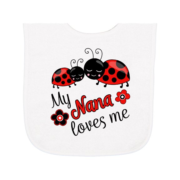 Inktastic My Nana Loves Me with Cute Ladybugs Baby Terry Cloth Bib