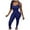 Dark Blue, variant on aidice Yoga Bodysuits for Women Ribbed Scoop Sleeveless Summer Slim Fitting Workout Leggings Jumpsuits