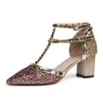 thumbnail image 1 of Sandalias de talla grande 42 para Mujer, zapatos con remaches, zapatos de boda ostentosos con punta en pico, zapatos de tacón para Mujer, zapatos de vestir con purpurina, Sandalias para Mujer Hollow34 Gao Jinjia LED, 1 of 2