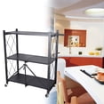 thumbnail image 5 of Kitchen Shelf Carbon Steel Shelf With 4 Casters Movable Storage Rack Installation Free Durable 3 Layers Storage Rack Movable Shelf With Wheel Bathroom Bedroom Kitchen Rolling Trolley Cart Utility, 5 of 15