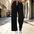 thumbnail image 4 of Nfurl Straight Leg Sweatpants for Women Pockets Elastic Waist Drawstring Workout Casual Pants High Waisted Lounge Pants Trousers Women's Sweatpant Black,XL, 4 of 9