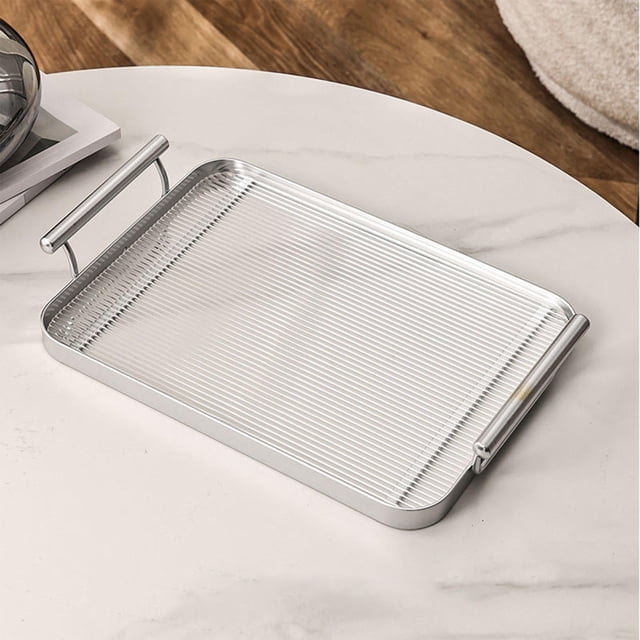 Bandejas para servir, vajilla multiusos con asas, bandeja de almacenamiento de joyería acrílica Rectangular, plato para escritorio de Hotel, mesa de Argén BLESIY Bandejas para servir