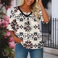 thumbnail image 1 of TaTaai Women's Printed V-Neck Top Half Sleeve Flared Ruched Front Casual Summer Chic Blouse T-Shirt Daily Work Party Vacation Gift, 1 of 6
