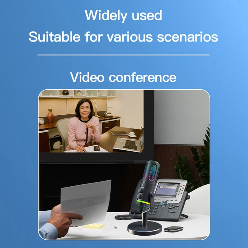 Professional Gaming Microphone with Stand RGB USB Wired Condenser Mic for PC Laptop Streaming Podcast Karaoke