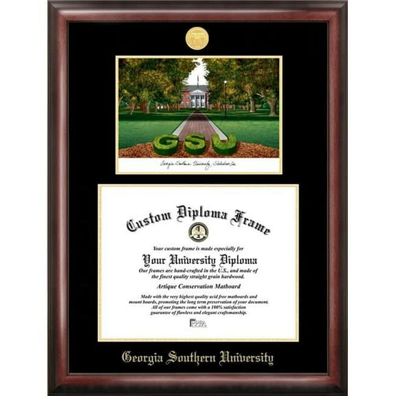 Campus Images GA975LGED-1512 12 x 15 in. Georgia Southern Gold Embossed Diploma Satin Mahogany Frame with Lithograph