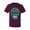 thumbnail image 2 of Wild Bobby Day Of The Dead Sugar Skull Pop Culture Men Graphic Tee, Maroon, 4X-Large, 2 of 5