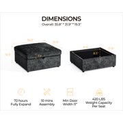 BEDEEP Movable Storage Ottoman for Modular Sectional Sofa, Chenille Ottoman with Storage for Living Room, Black