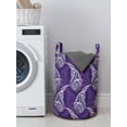 thumbnail image 3 of Ethnic Laundry Bag, Highly Detailed Purple Tone Paisley Motifs Overlapping Elements, Hamper Basket with Handles Drawstring Closure for Laundromats, 13" x 19", Dark Purple Violet, by Ambesonne, 3 of 4