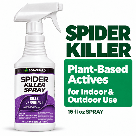 BotaGuard Spider Killer Spray, Plant-Based Formula, For Hiding Areas & Entry Points, Indoor & Outdoor Use,Kills on Contact, 16 fl oz
