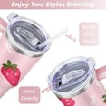 thumbnail image 5 of Strawberry Cute 40 Oz Tumbler with Handle Lid and Straw, Stainless Steel Double Walled Vacuum Insulated Cup, Cute Anniversary Wedding Birthday Gifts Tumbler for Women Men Friends Outdoor Indoor, 5 of 7